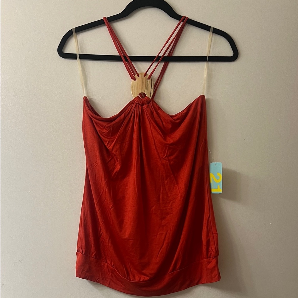 Forever 21 Red Strappy Halter with Ivory Accent